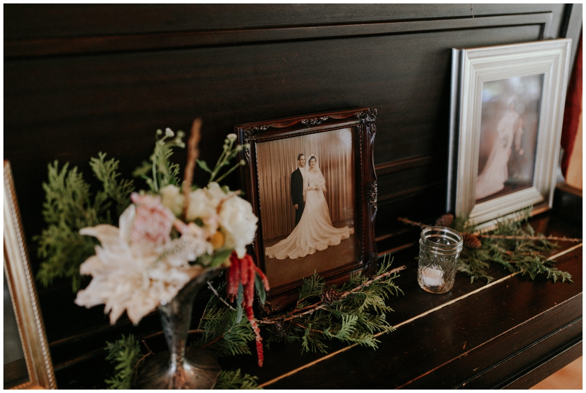 Wedding photos on a piano